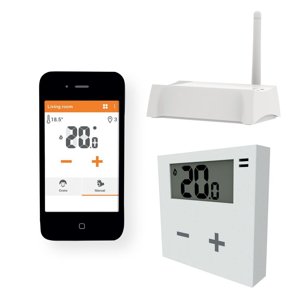 Rialto Smart Thermostat Kits Includes Smart Thermostat, White Box Control Unit & Phone App